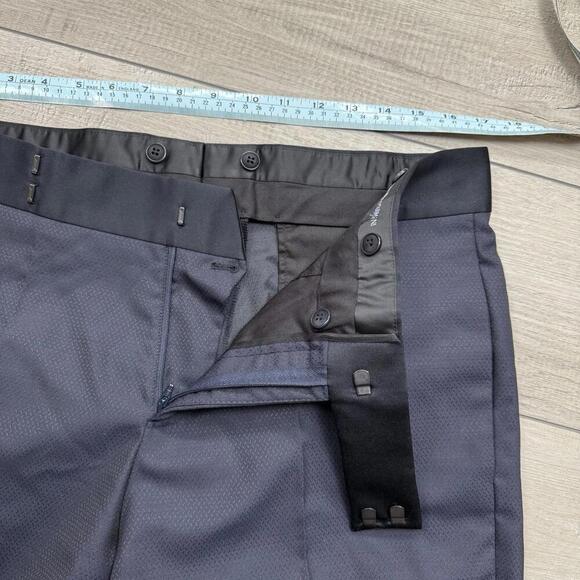 Emporio Armani Dress Pants Navy Textured Slim Fit  Italy Made Size 50 Wool Blend - Picture 12 of 13